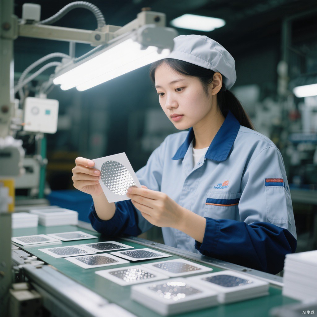 女工逐张检测刮刮银层覆盖质量